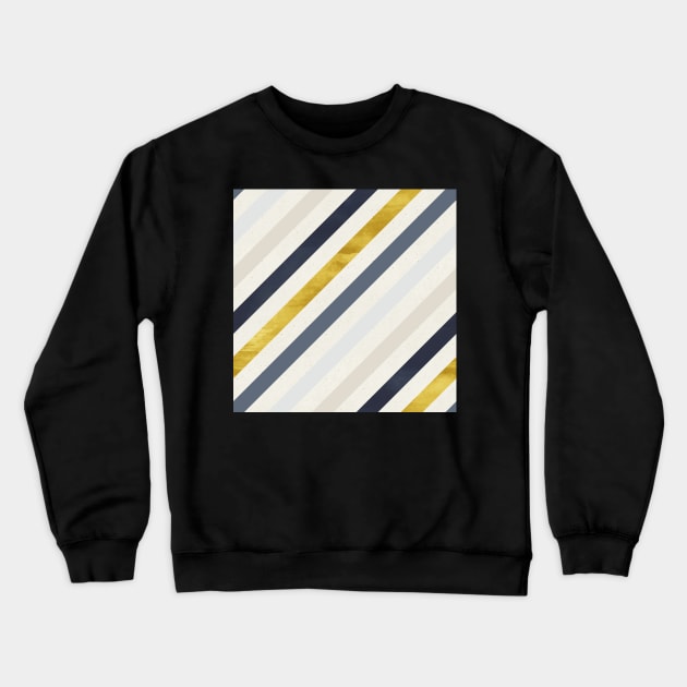 Diagonal Stripes in Blue and Gold Crewneck Sweatshirt by greenoriginals